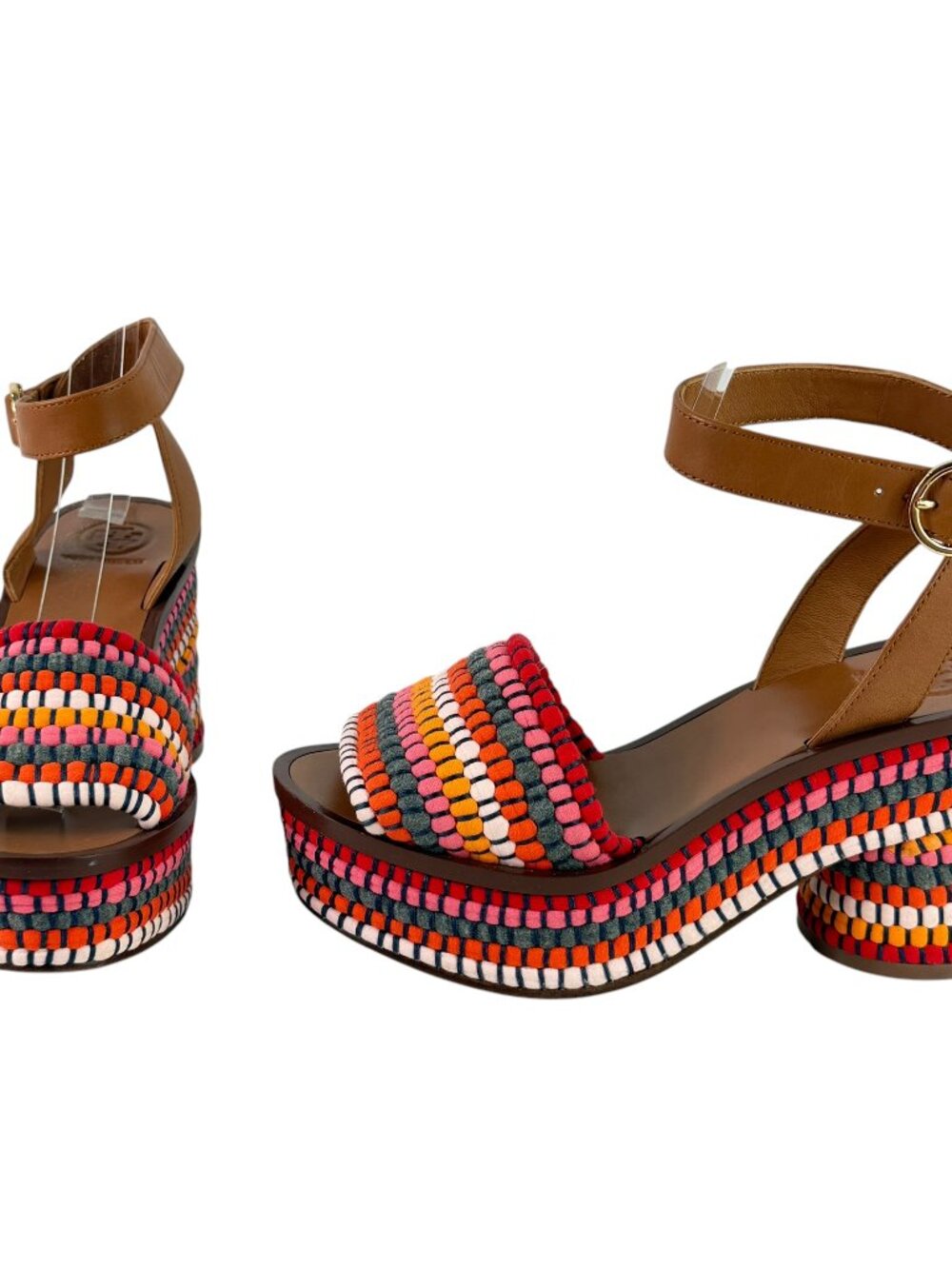 TORY BURCH Paloma Woven Textile Women Platform Sandals Marked as 5.5 M